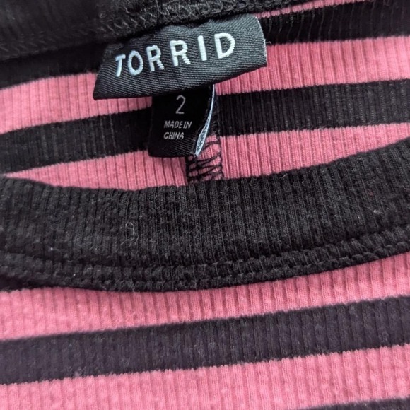 TORRID Pink Black Striped Maxi Dress Side Slit Tank Style Women's Plus Size 2X - Picture 6 of 8
